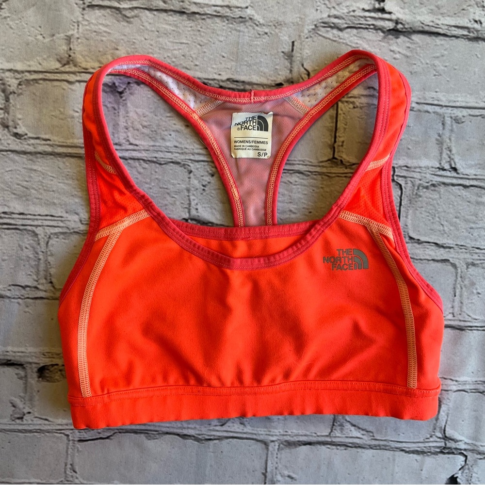 The North Face Sports Bra Pink Womens Small Neon Work Out Gym Padded Yoga Top